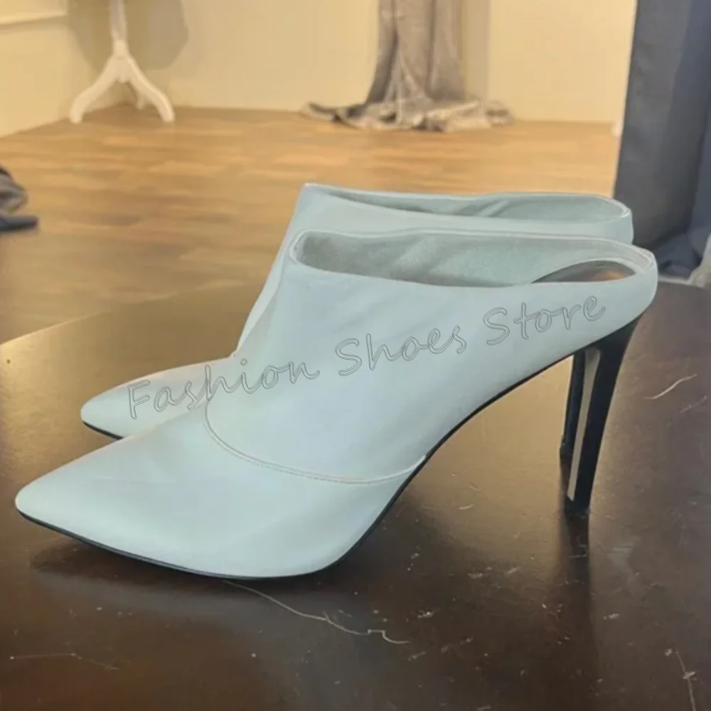 

White Pointed Toe Slippers Matte Leather for Women Stilettos High Heels Fashionable Dinner Party 2025 Zapatos Para Mujeres