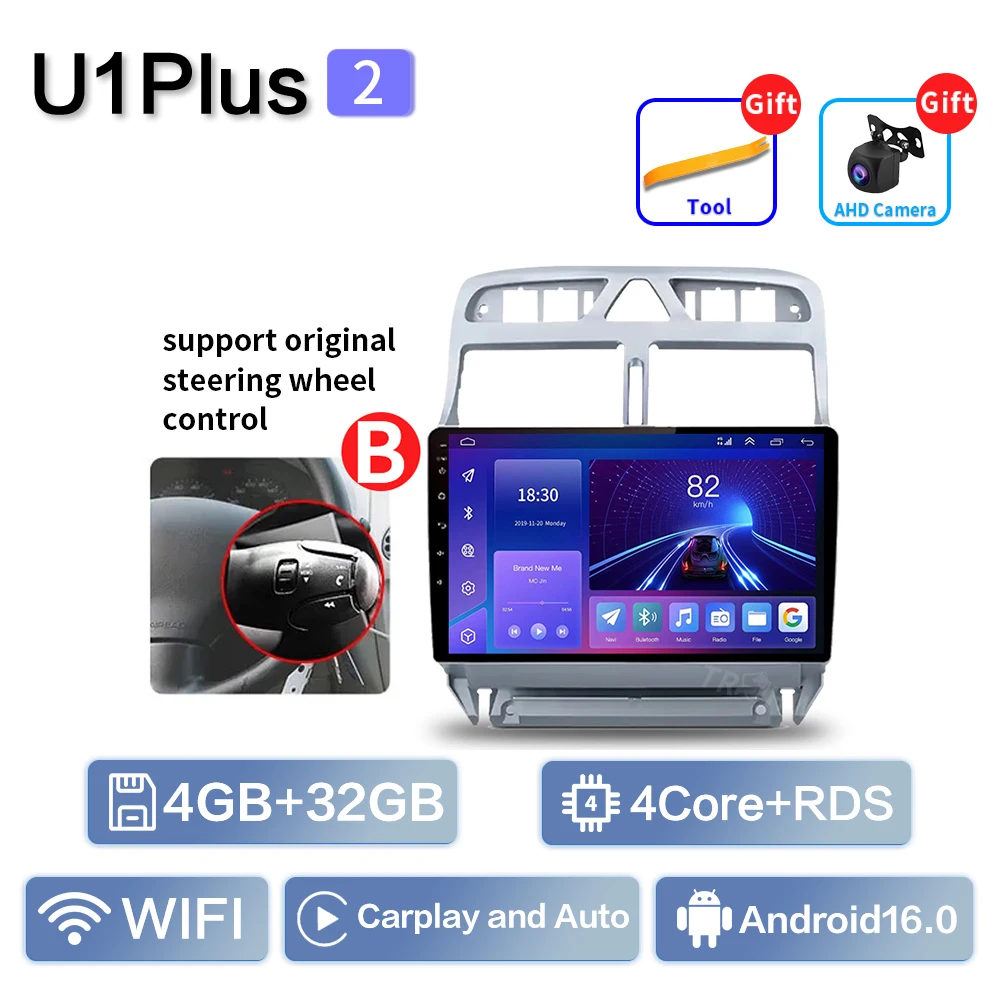 Carplay Voor Peugeot 307 SW 307CC 307SW 2002 2003 2004 2005 2006 2007-2013 Multimedia Autoradio Speler WIFI + 4G BT DSP