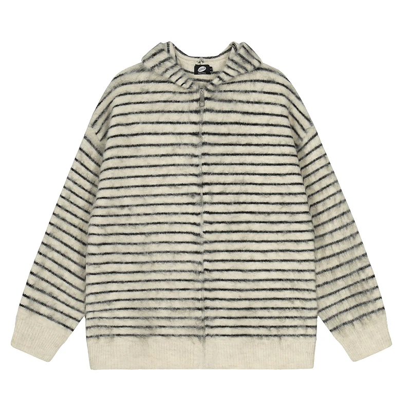 

Мягкий полосатый открытый кардиган с капюшоном, мужской ленивый вязаный свитер Plu в американском стиле ретро в полоску Camere Long Sve Thermal ...