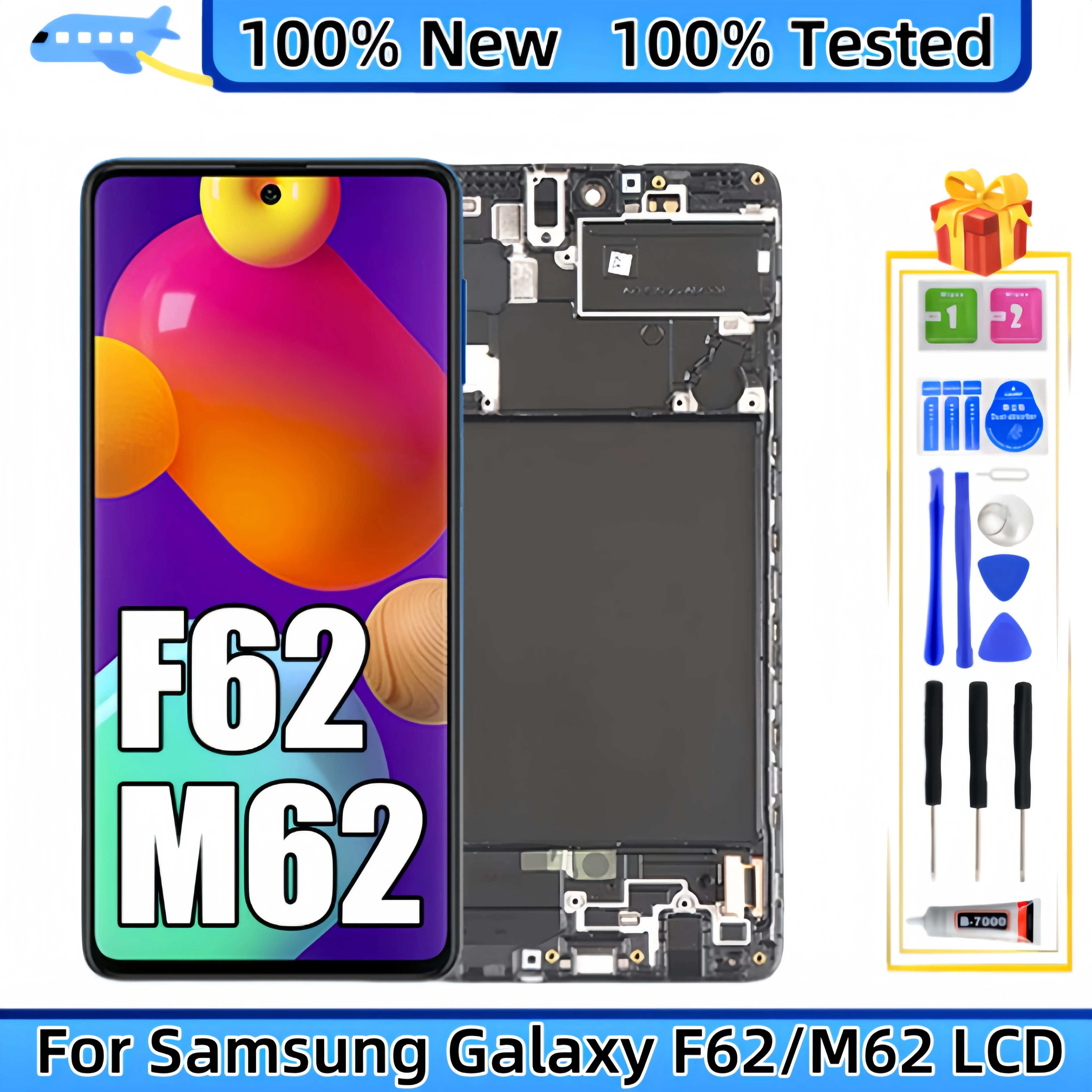 LCD Display Touch Screen Digitizer Assembly Replacement, Samsung Galaxy M62, F62, SM-M625F, M625F/DS, E625F, E625F/DS