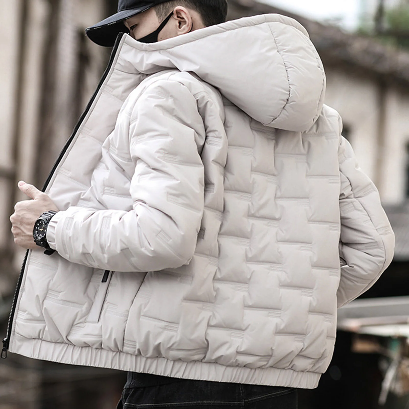 Men Winter Cotton Padded Jacket Large Size Hooded Thickened Warm Jackets for Winter Vacations Outfit