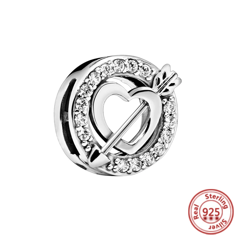 New 925 Sterling Silver Charms Tree Pavé Shiny Heart Disc Circle Clip Beads Fit Pandora Reflexions Bracelet Original DIY Jewelry