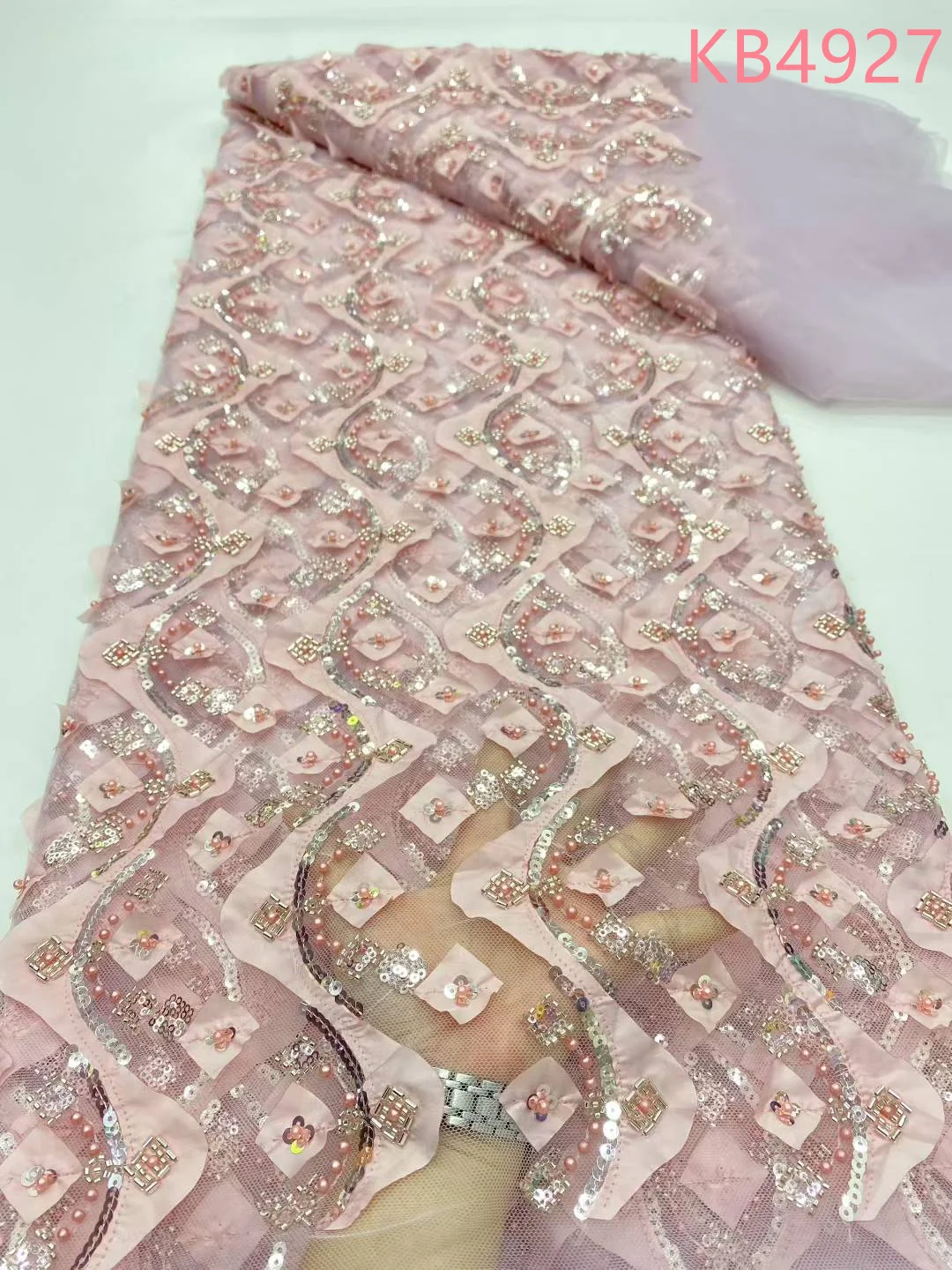 

Африканское кружевное полотно 5 ярдов, высокое качество, 2026, фиолетово-сиреневое, с пайетками и бисером, французское сетчатое кружево из тюля для шитья KB4927