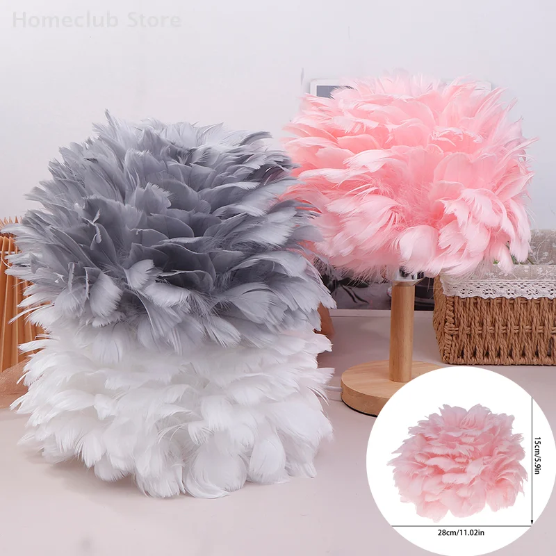 

1Pc Feather Lampshade, Bedroom Bedside Desk Lamp Shade, Fits For Bedroom & Study Reading Lights Table Lamps & Chandeliers