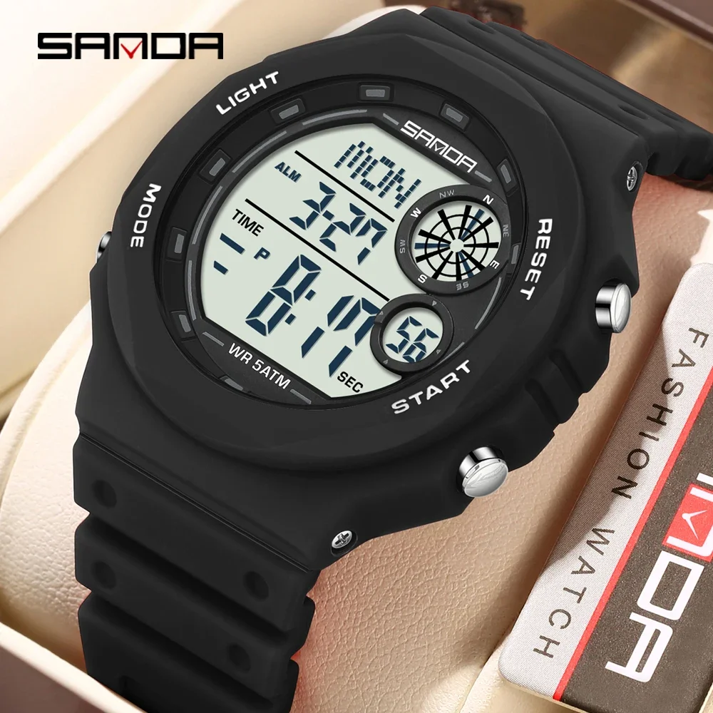 SANDA Nuovo 6259 Orologio elettronico digitale di lusso Conto alla rovescia Impermeabile LED Studente Orologio elettronico Sveglia Regalo 2025