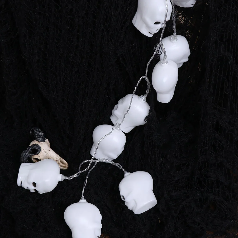 الجمجمة أضواء في الهواء الطلق سلسلة ديكور الهالوين البلاستيك الأبيض عطلة الطرف الديكور