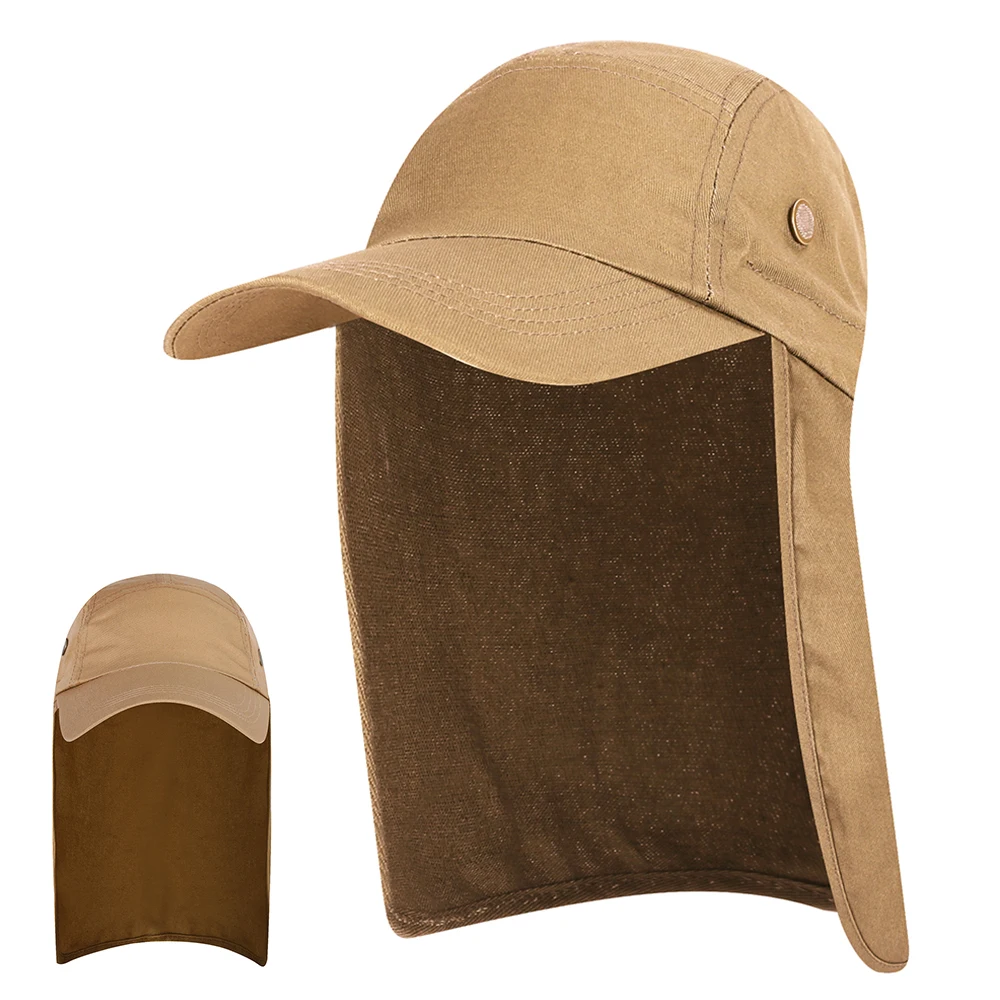 Men UPF 50+ Sun Cap Wide Brim Fishing Sun Cap Hat with Neck Flap