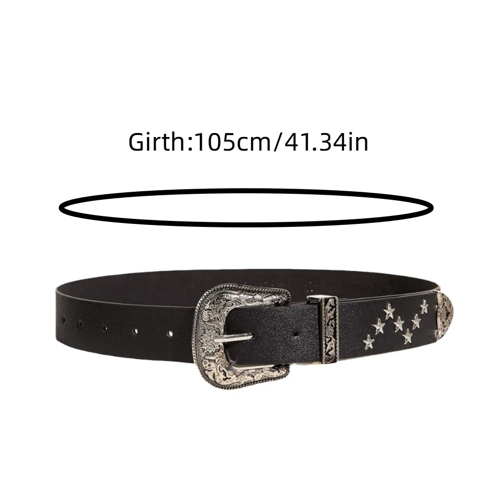 Punk Star Rivet Waist Belt Retro Jeans Decor Y2K Wide Belt Trouser Decoration American Style PU Leather Waistbands Ornament