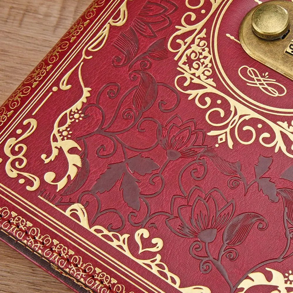 PU Leather A5 Journal Notebook Combination Lock Embossed Design Lockable Secrets Journal Hard Cover Ruled Lined Paper