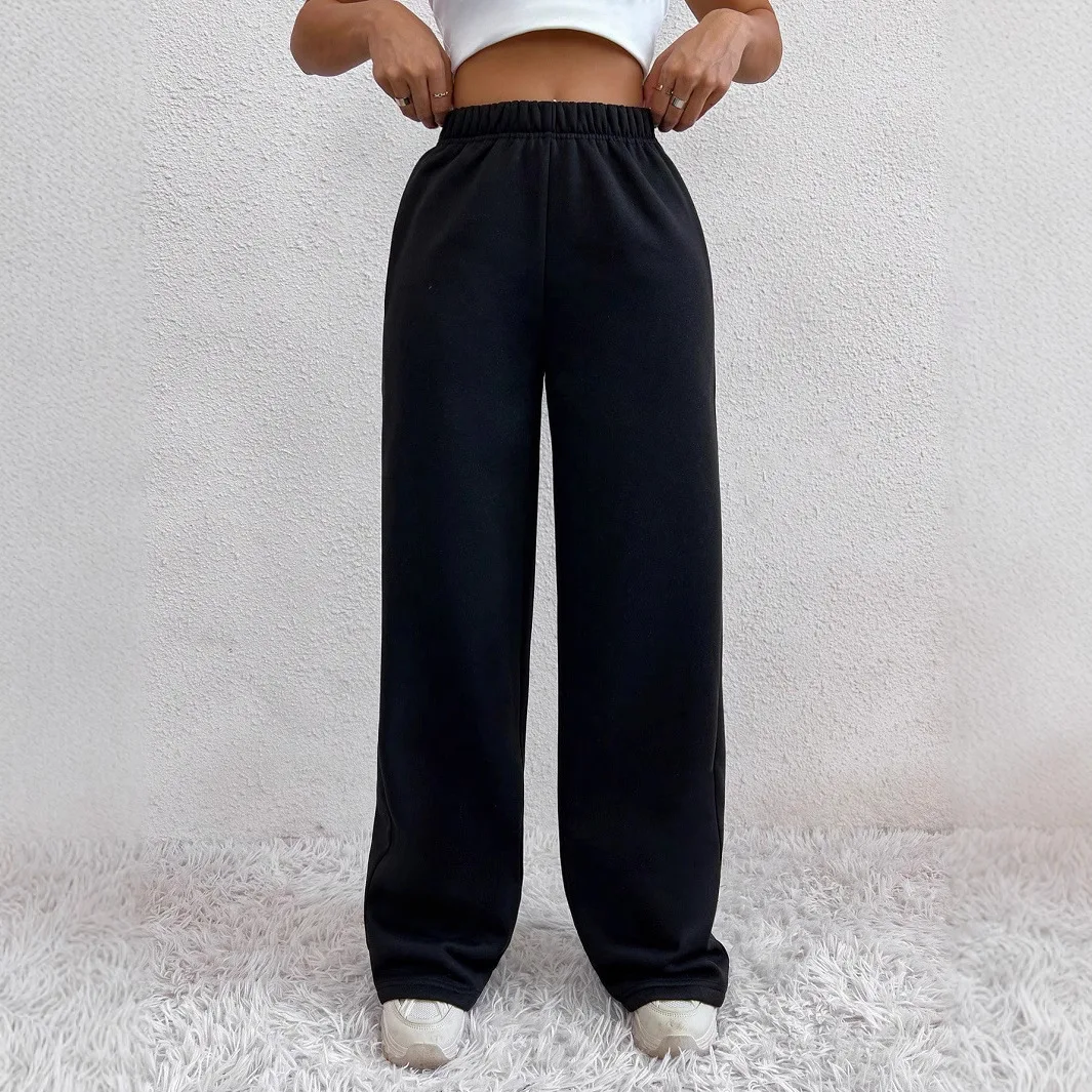

Autumn And Winter Women's Warm Pants Fleece Lined High Waist Casual Style Daily Wear With Pockets Jogging Sweatpants Commuting