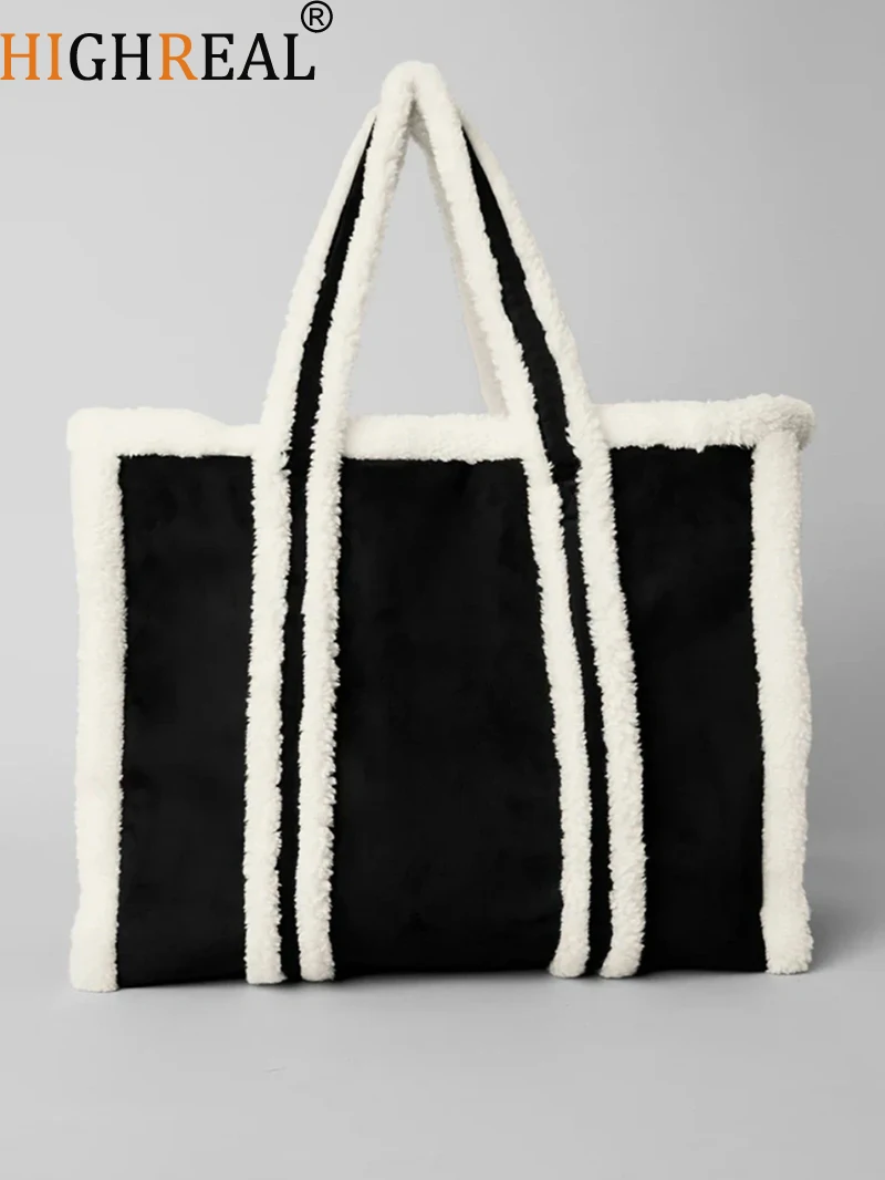 

Design Women's Shoulder Bags Plush Polyester Ladies Large Capacity Tote Bag Fashion Vintage Female Shopping Handbag