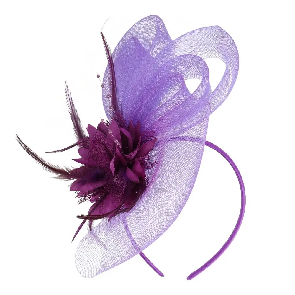 Formal Dress Small Top Hat Headband Luxury Clear Beads Fascinator Headdress Exquisite British Retro Bridal Mesh Ribbons Cap