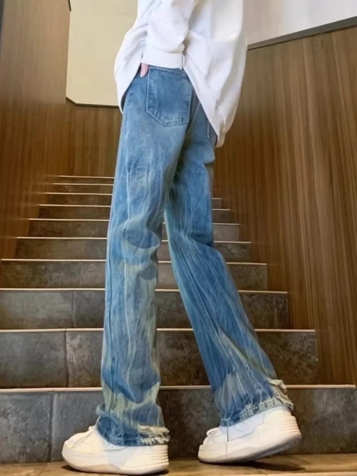 

Мужские джинсы Cleanfit: весенне-осенние, с узором «Бамбуковый узел», прямые, зауженные, повседневные, со средней посадкой