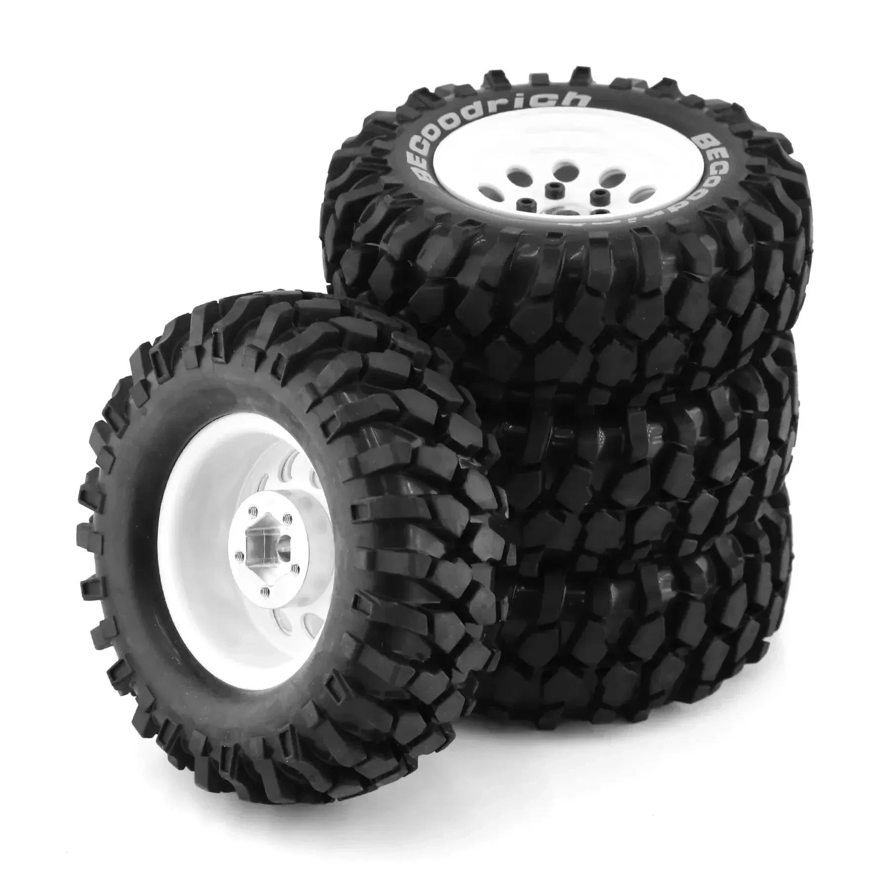 

4pcs 100mm Metal 1.9" Beadlock Wheel Rim Rubber Tire Set for 1/10 RC Crawler Car Traxxas TRX4 RC4WD D90 D110 Axial SCX10 MST