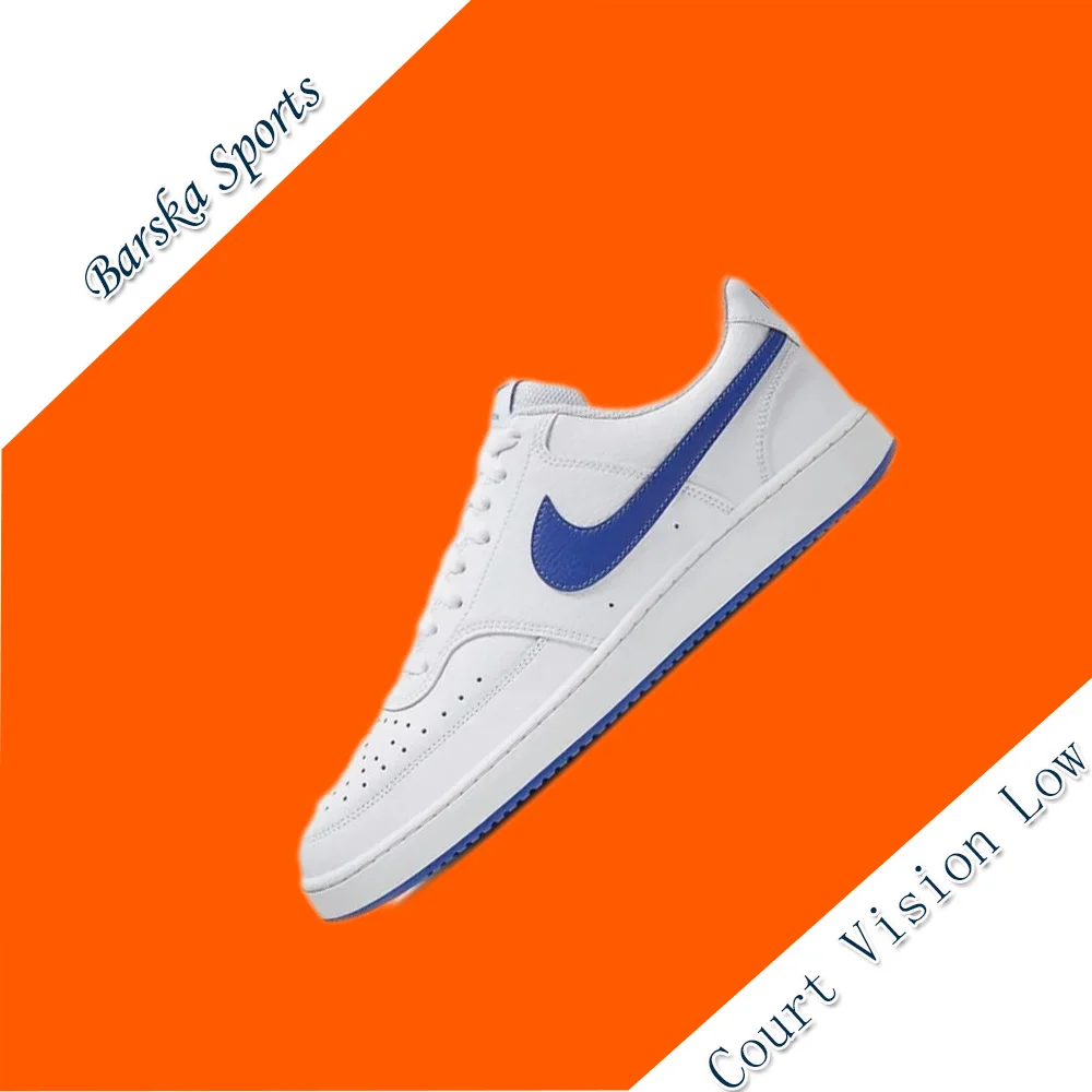 Nike Original COURT VISION 1 LOW Zapatillas de deporte antideslizantes con suela gruesa a la moda para hombre y mujer Azul Blanco