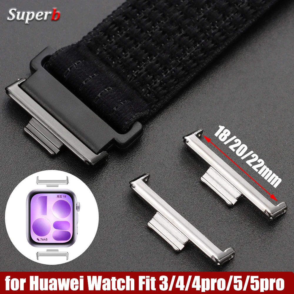 1Pair Metal Adapter for Huawei Watch Fit 3/4/4pro/5/5pro Strap Connector Bracelet Stainless Steel 18mm 20mm 22mm Accessories