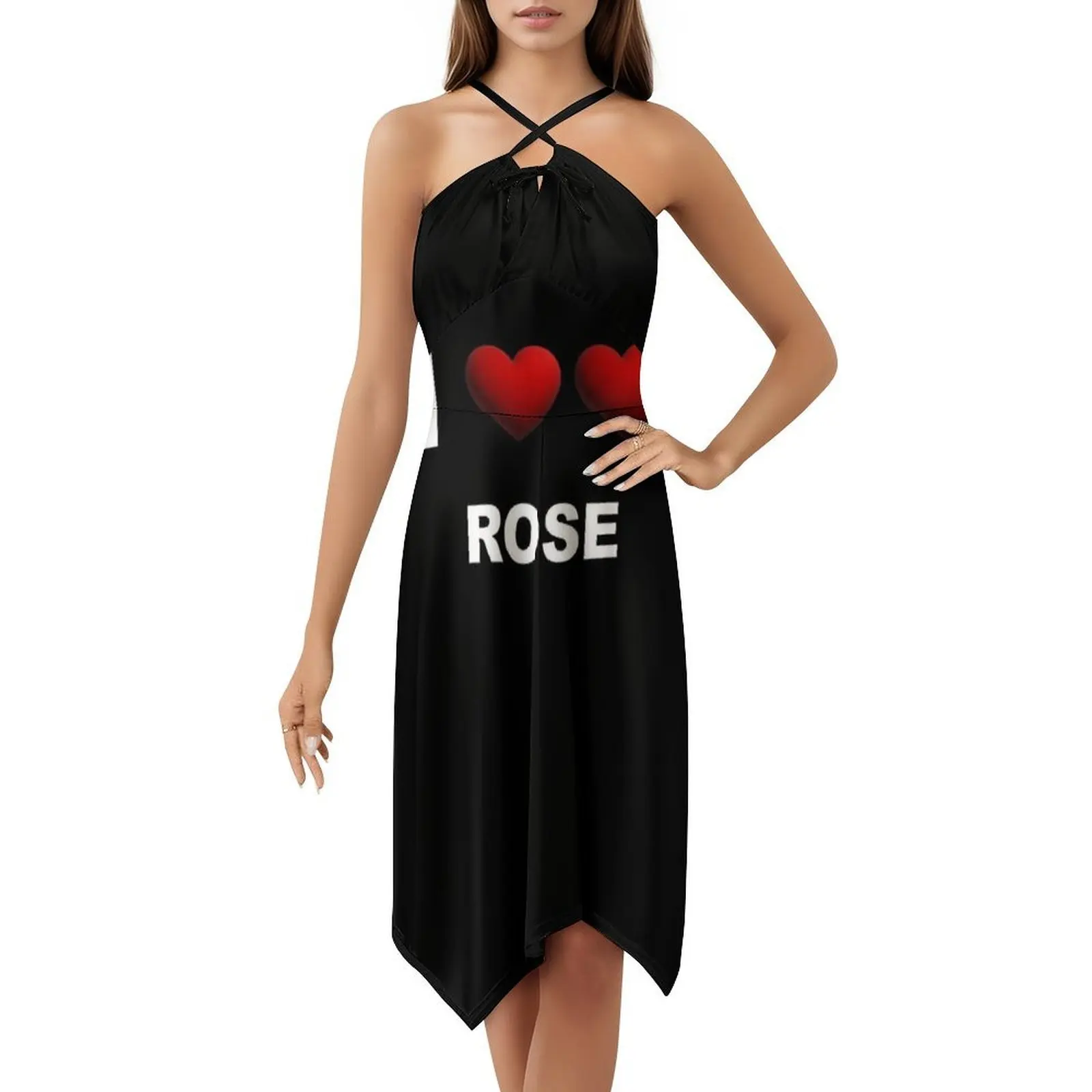 فستان I Heart وردي بوهيمي بدون أكمام متعدد الطباعة لحفلات العطلات على الشاطئ فستان Zepo Publishing Zepobublishing Heart Female #5