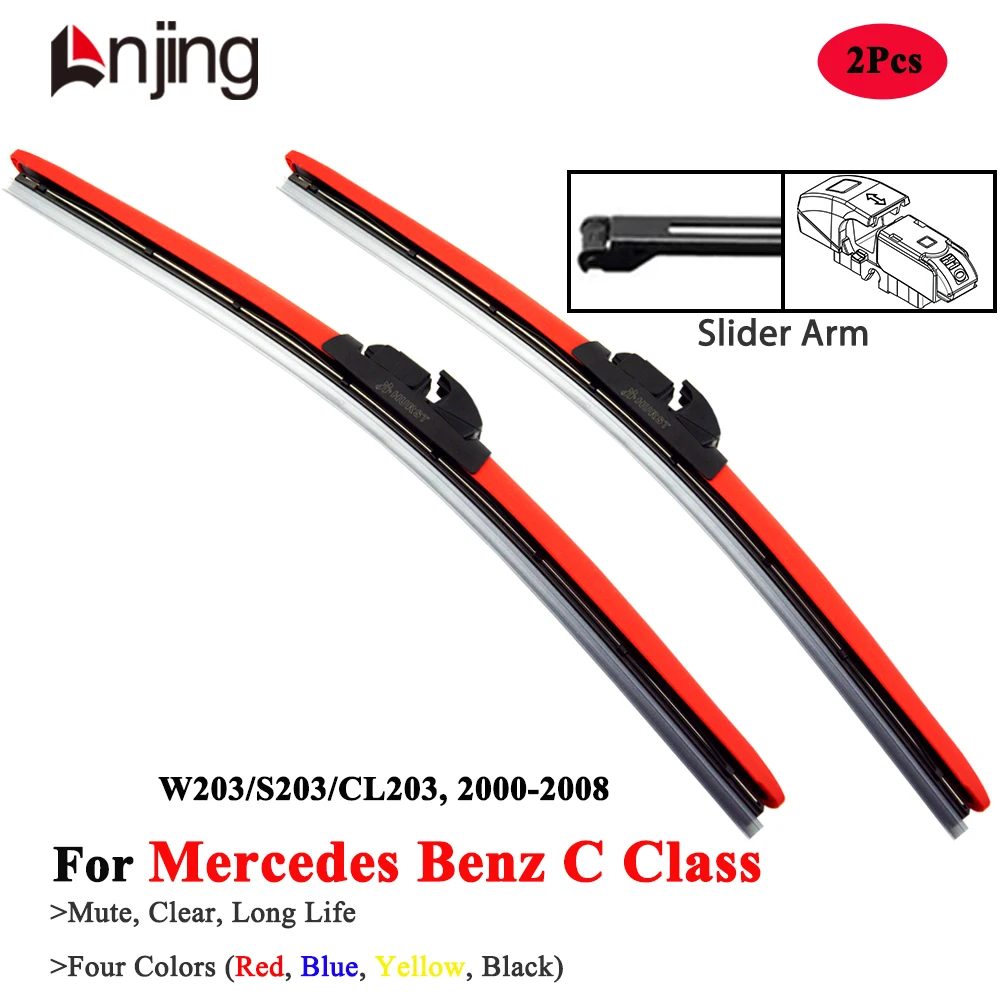 

LNJING Colorful Red Wiper Blade For Mercedes Benz C Class W203 C180 C220 C280 C320 C350 2000 2003 2005 2007 2008 Car Accessories