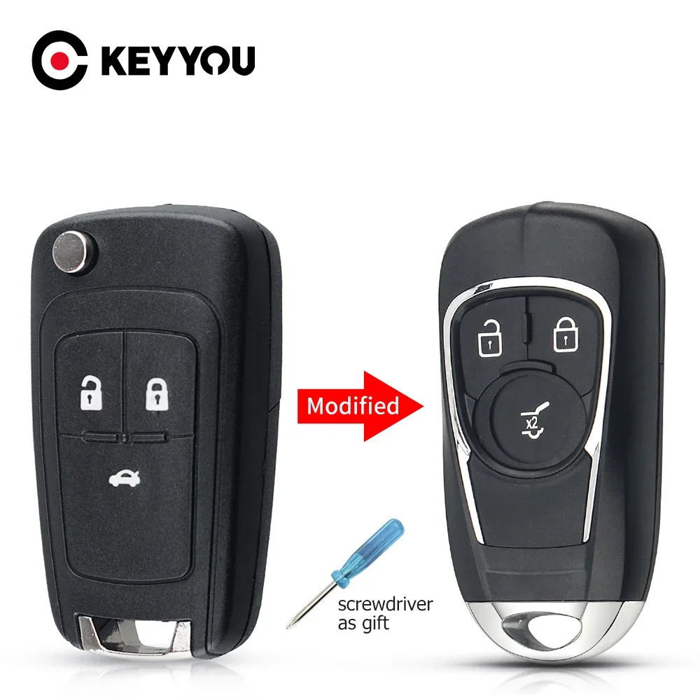 

KEYYOU Keyless-go 3 Buttons Modified Car Key Case For Chevrolet Cruze Epica Lova Camaro Impala For Opel Insignia Astra J Zafira