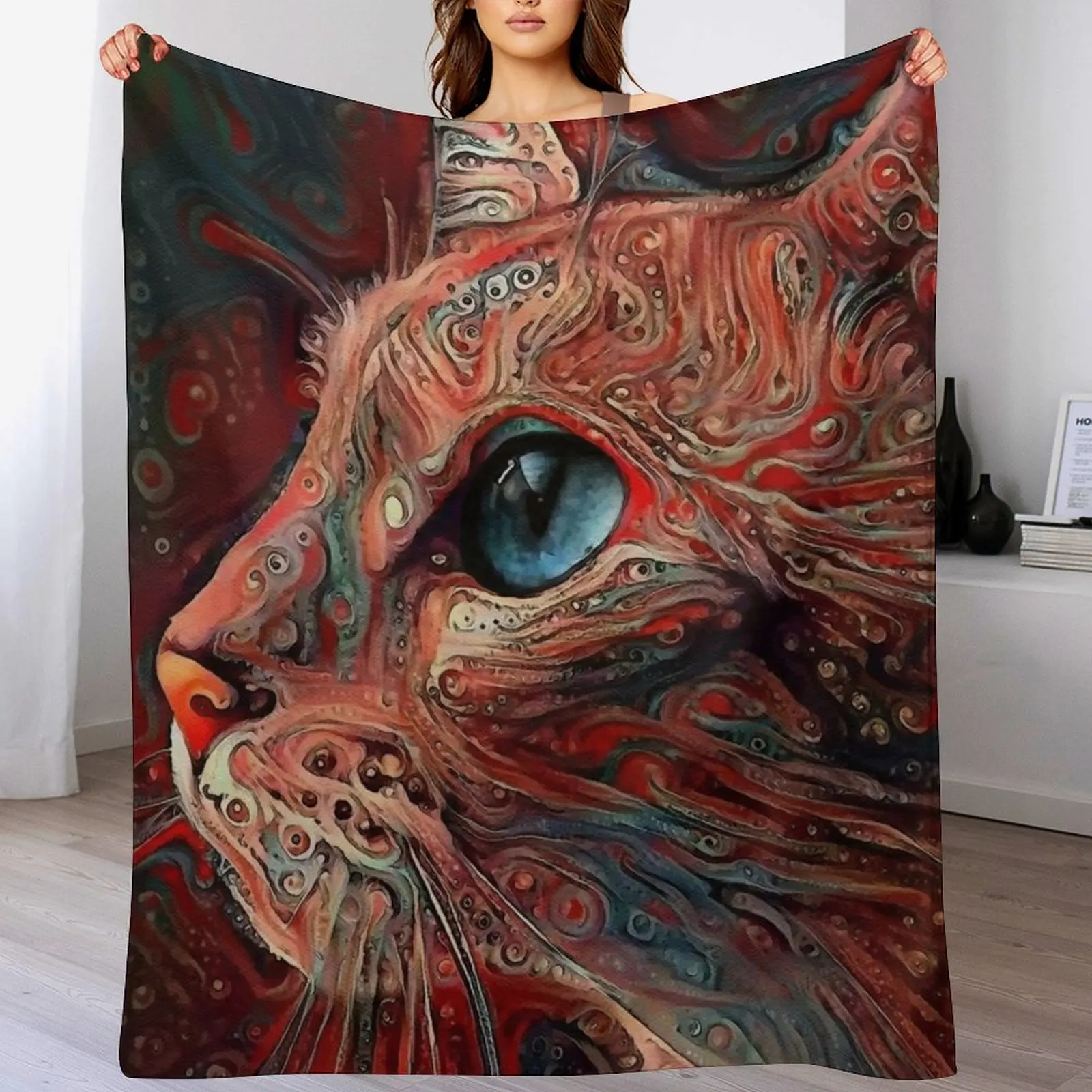 Délia, cat, chat, cat, lea roche paintings Throw Blanket Blankets For Baby cosplay anime Blankets