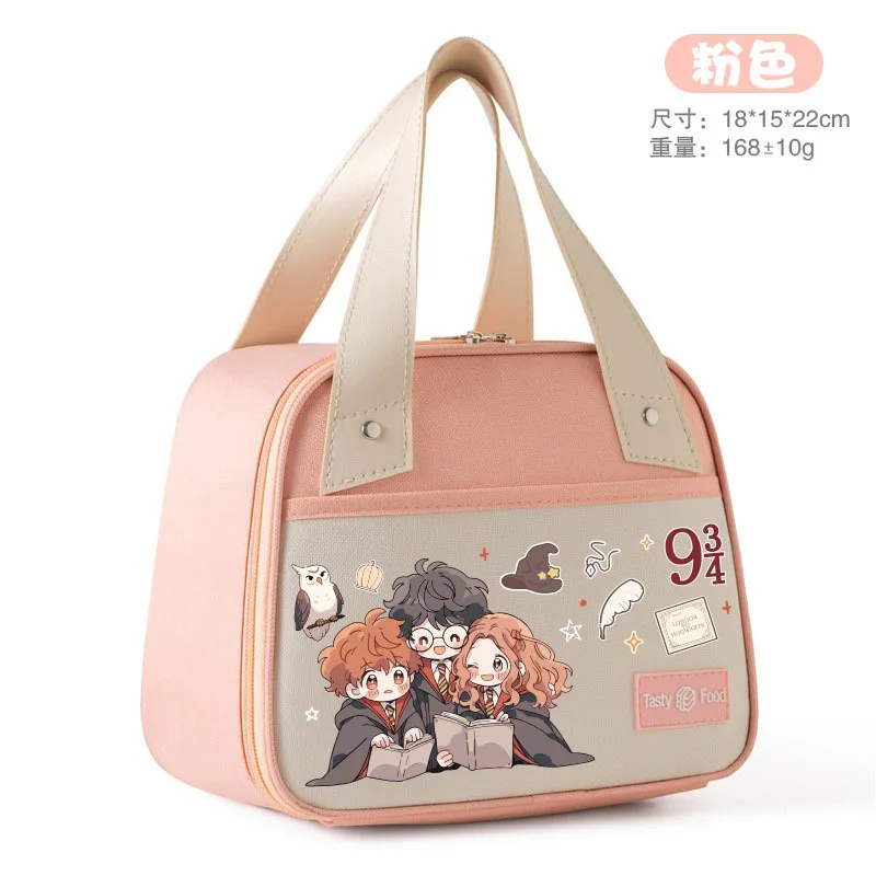 Harries Potter Lunch Bag Kawaii Anime Character Hermione Ron Handbag Large Capacity Thermal Bag Travel Outdoor Products Gifts