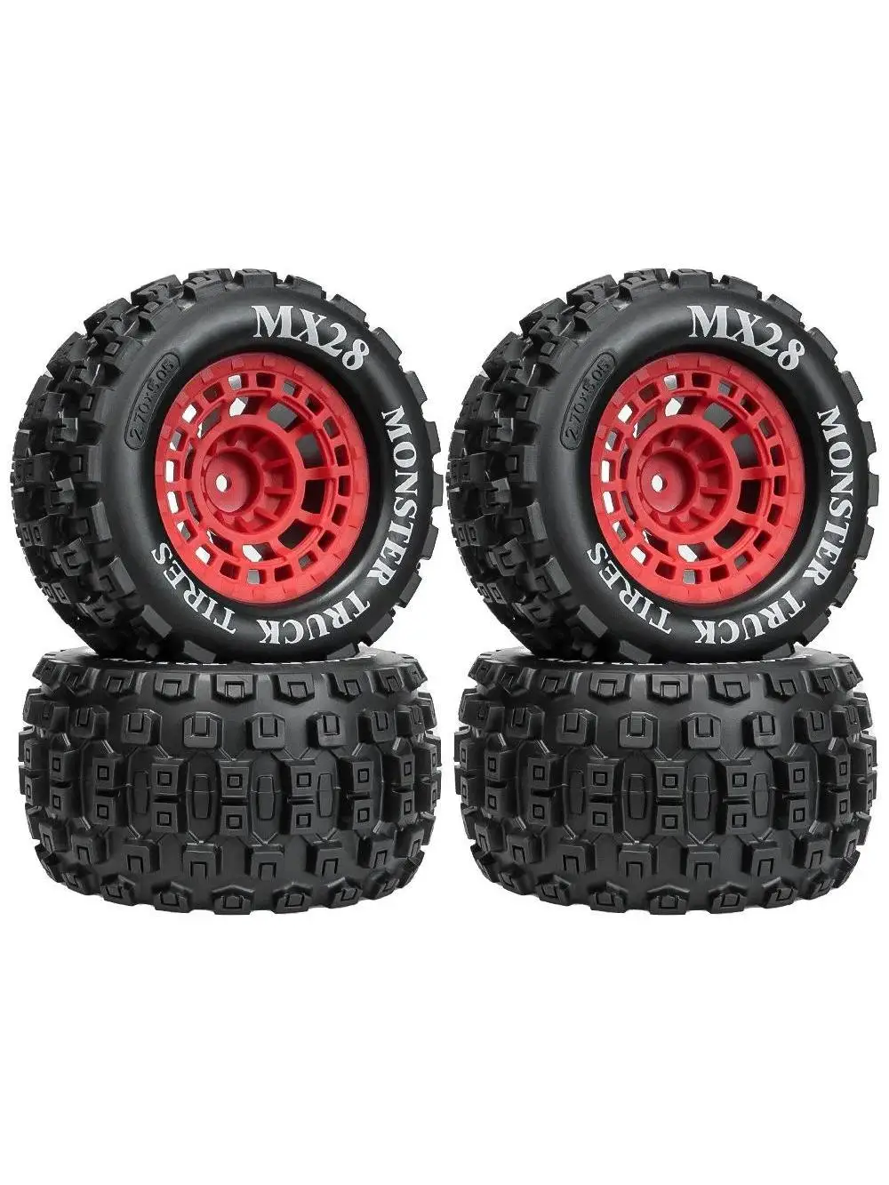 Pneus MX RC 2.8 pouces, avec adaptateur hexagonal de 12mm, pneus de camion 1/10 RC pour Arrma Big Rock Granit VORTEKS 3S Trxs Rustler, 4 pièces