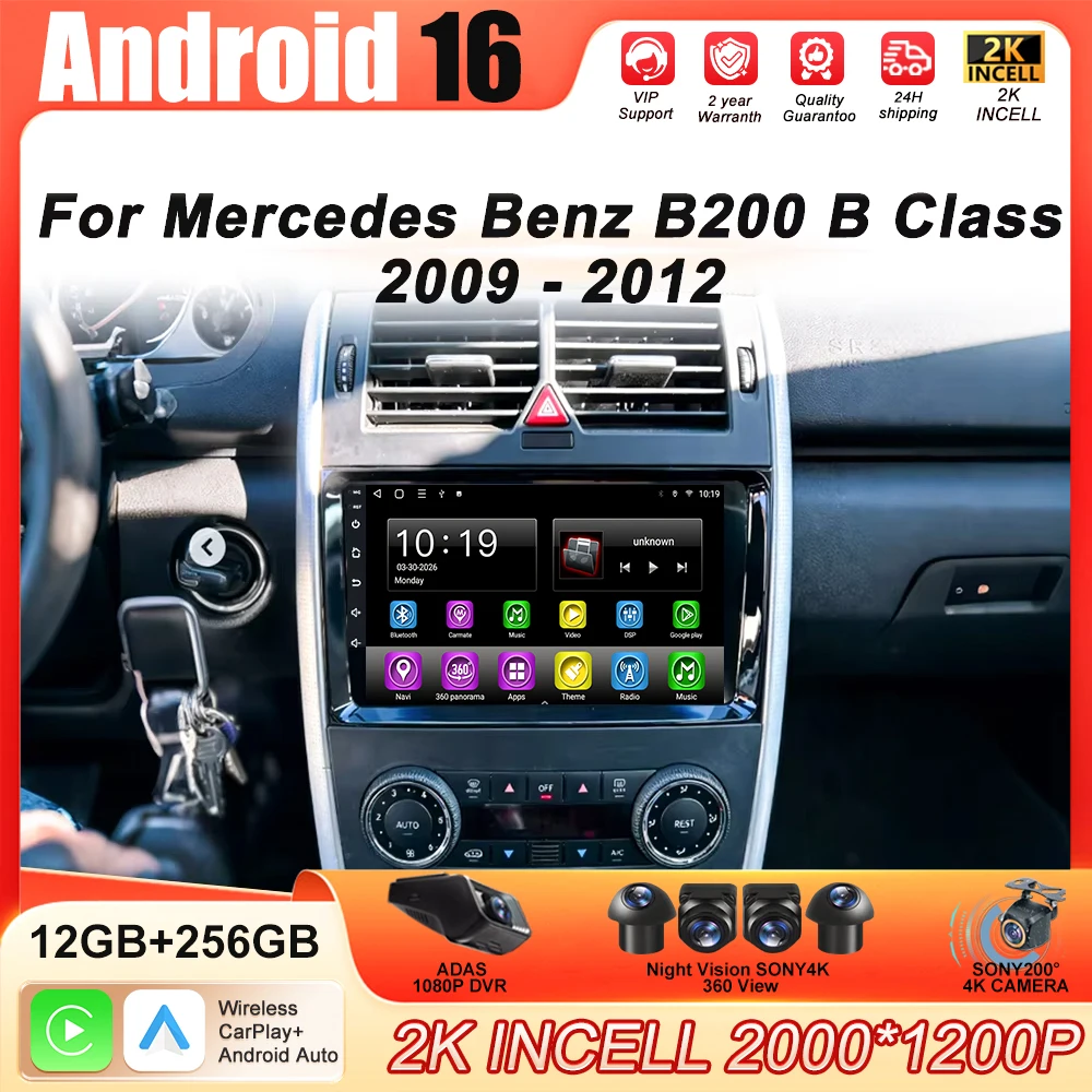 Android 16 For Mercedes Benz B200 A B Class W169 A160 A180 A200 A220 2009 - 2012 Player Auto Radio Multimedia Navigation Carplay