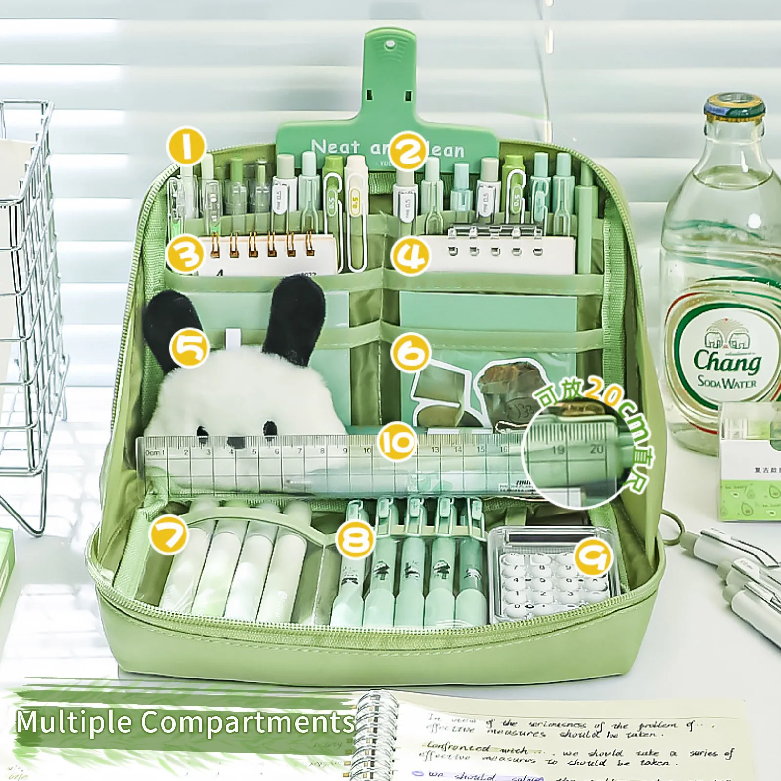 Clear Stationery Bag Itabag Pencil Case Large Capacity Mutiple Compartments Pencil Pouch for Office, School,Cosmetics