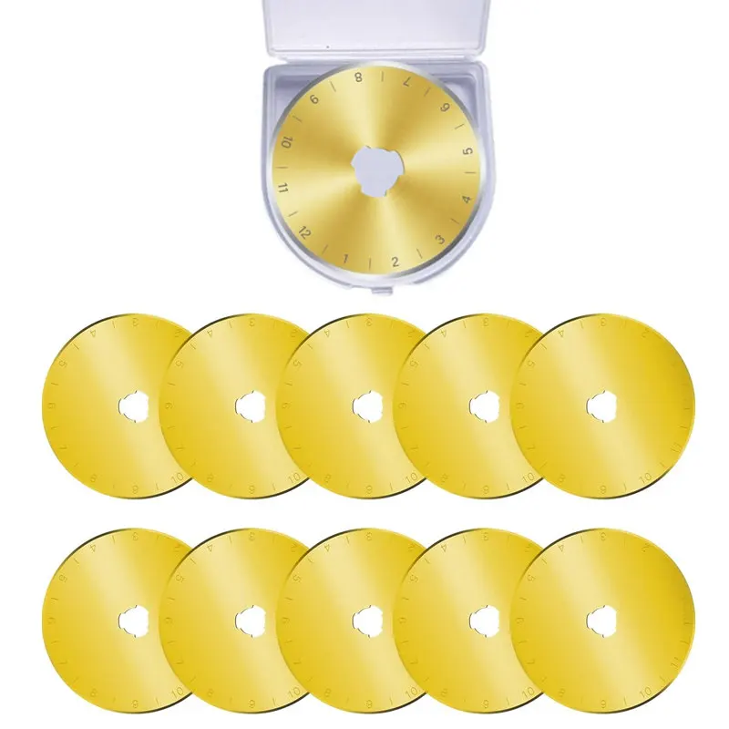 10pcs Titanium Coated 45mm Rotary Cutter Blades SK5 Replacement Blades Quilting Scrapbooking Sewing Leather Arts Crafts Cut