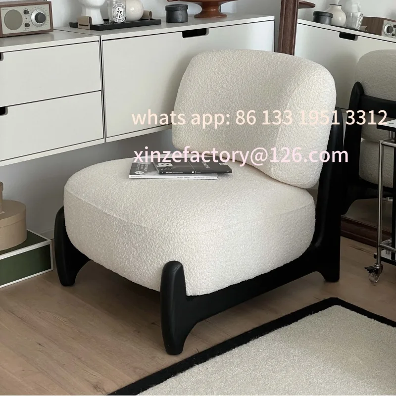 

Customizable sofa simple modern small apartment solid wood lazy sofa living room single sofa chair