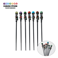 1PC Natural Crystal Ball Scepter Witch Magic Stick Fairy Wand Prop Wood Stick Household Supplies