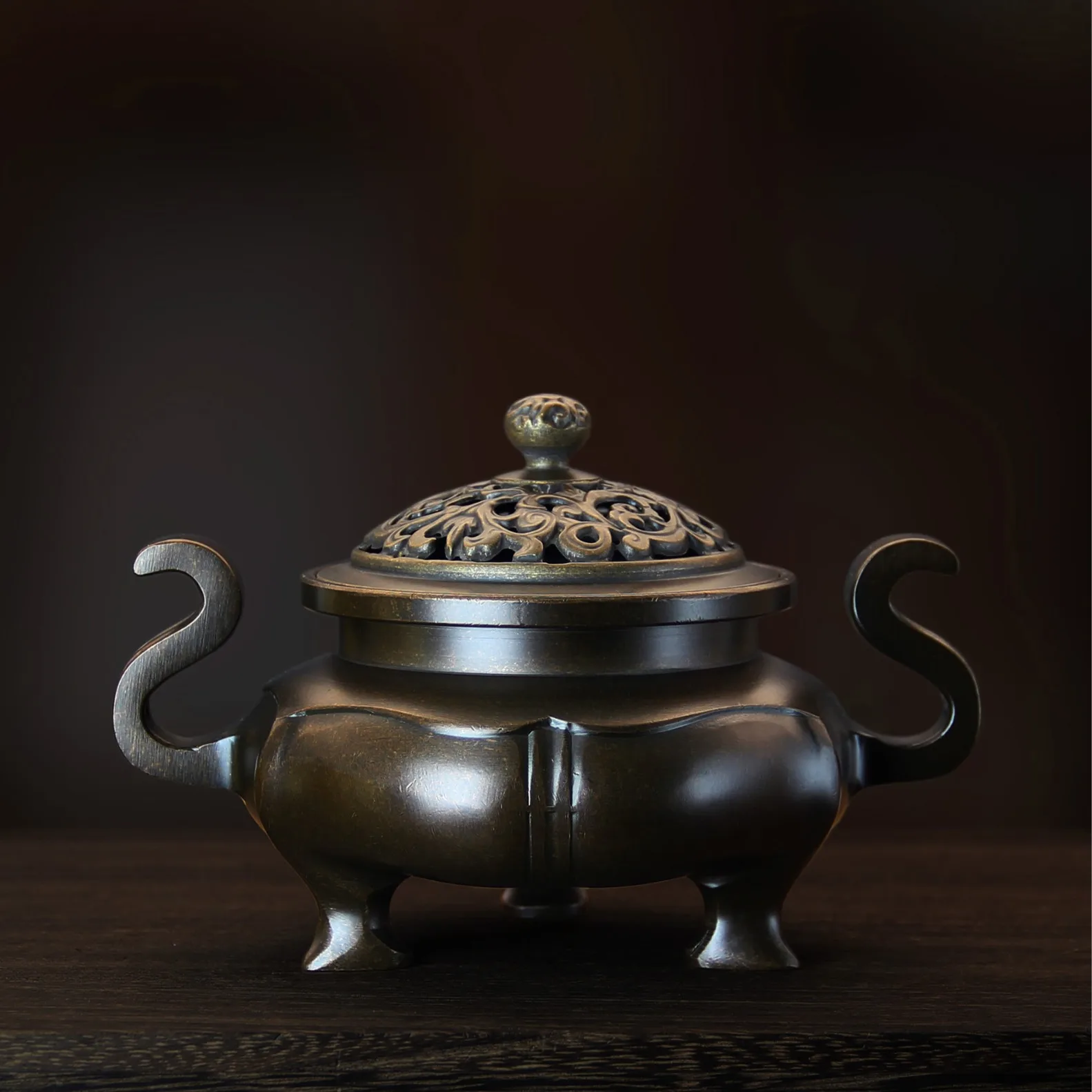 HYS brass with lid, begonia incense burner, incense road copper ornament, creative ornament, home office gift