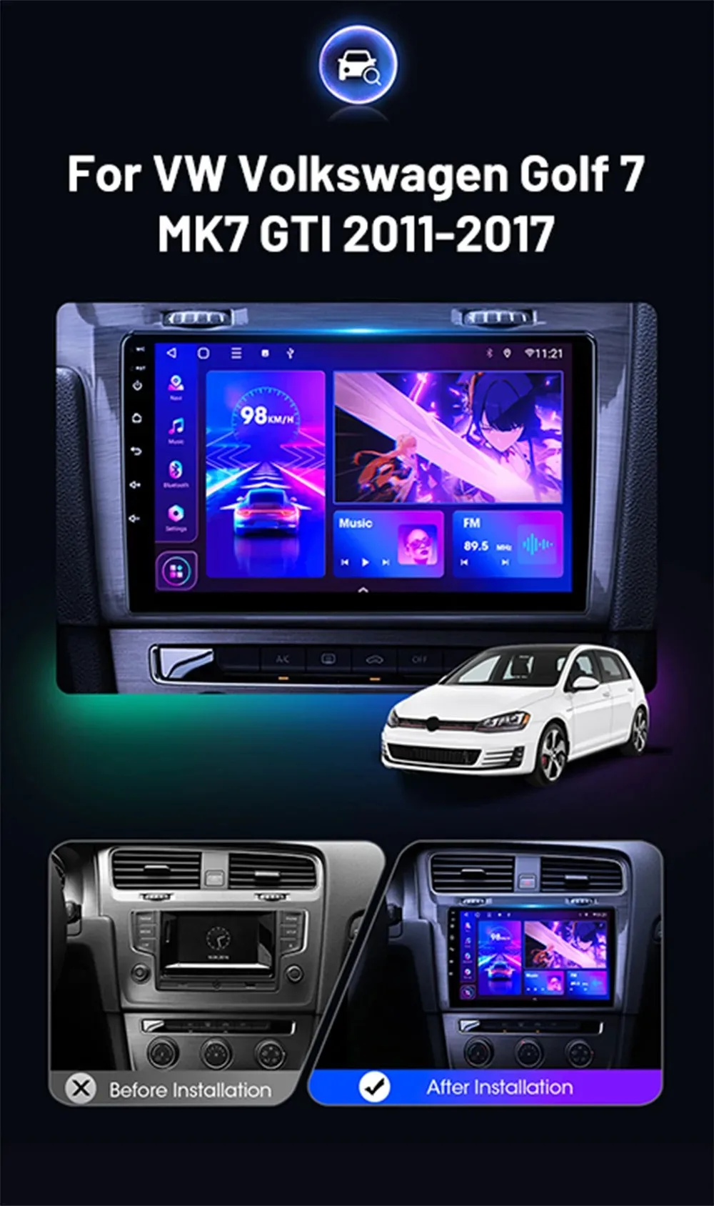 RHD Car DVD Player Carplay Android Auto Multimedia For VW Volkswagen Golf 7 MK7 GTI 2011-2017 GPS Navigation FM Car Stereo Radio