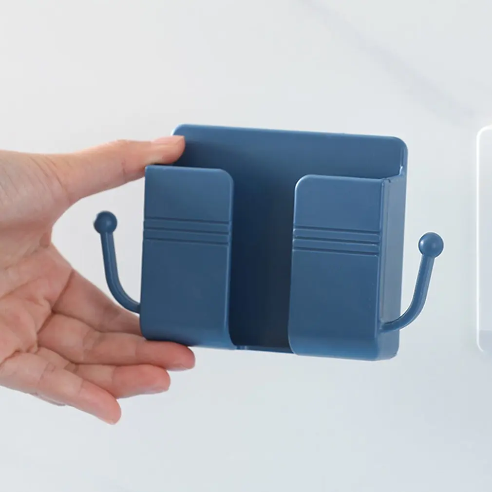 Wall Mounted Phone Charging Bracket Storage Rack TV Air-conditioning Remote Control Board Storage Box Bedside Plug Organizer