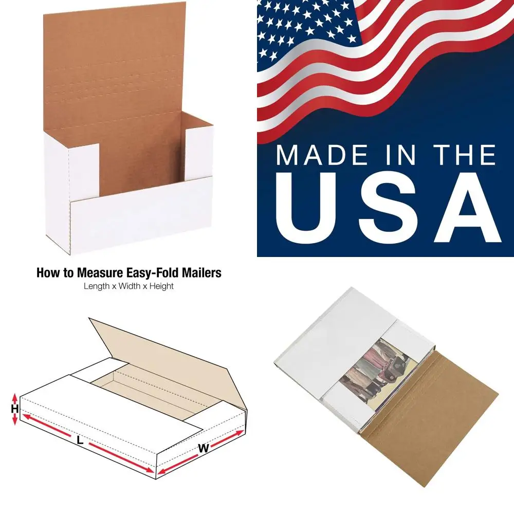 

50 Pack White Easy-Open Mailing Boxes 9.625 x 6.625 x 3.5 Inches - Ideal for Shipping, Mailing, and Storage