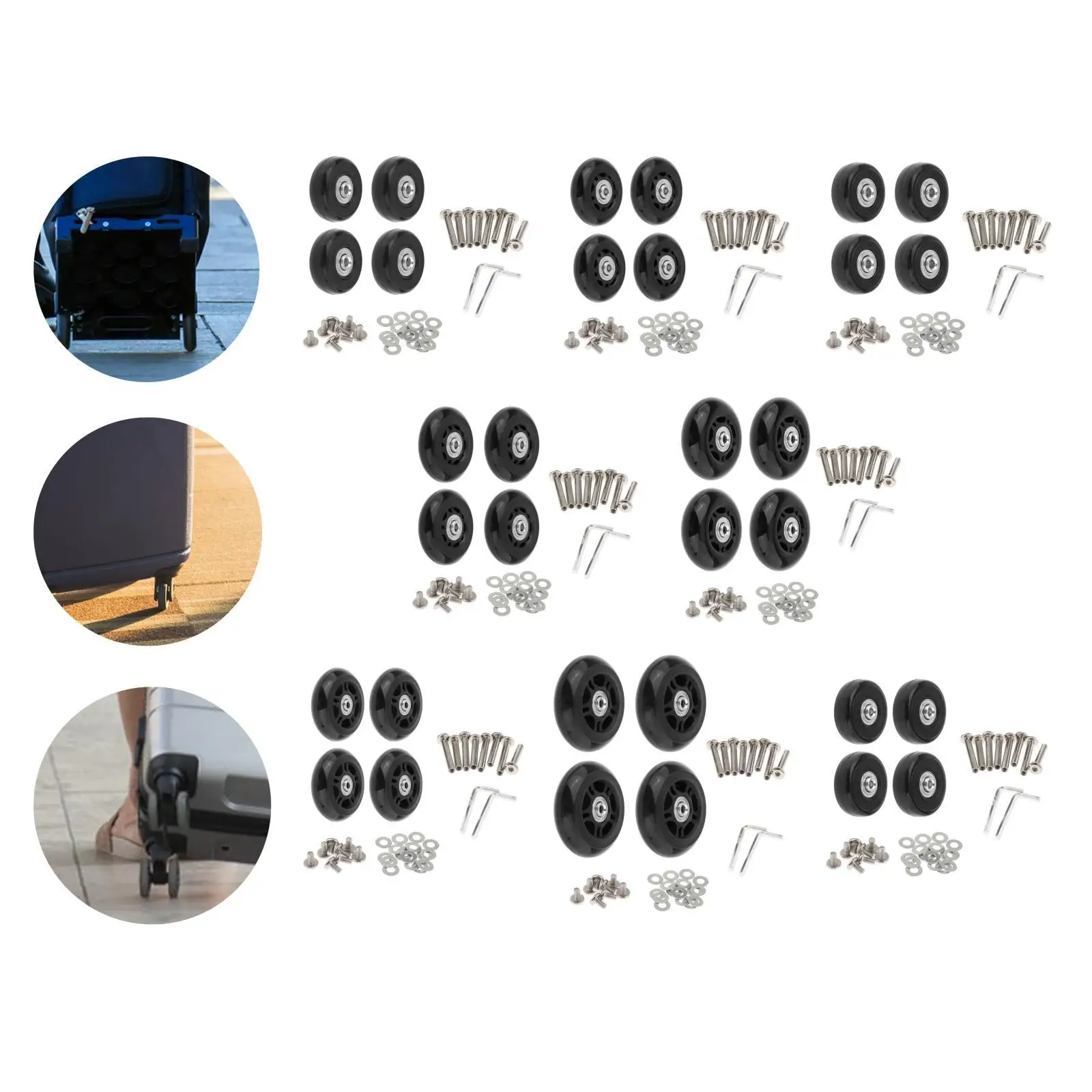 High Elastic Metal Swivel Caster Wheels Replacement Set for Suitcase Luggage Travel with Screws Washers Mute Wear Resistant