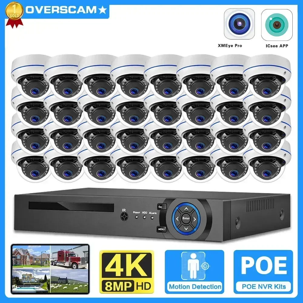 

32 Channel 4K NVR Kit 8MP POE CCTV Camera Security System Kit 32CH XMEYE APP POE IP Camera Video Surveillance System Set H.265