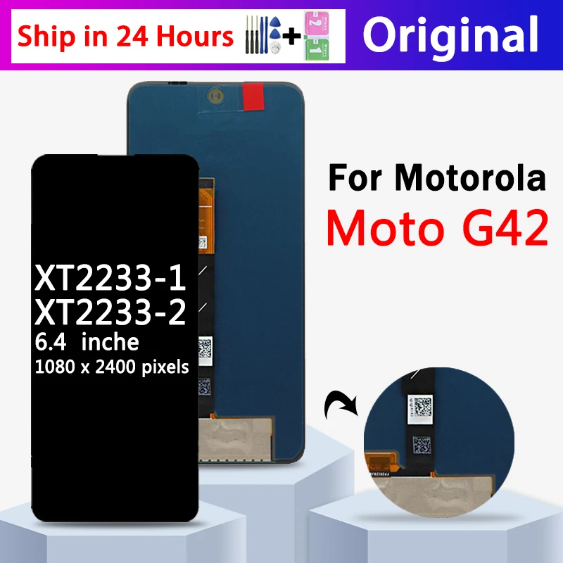 

6.4“New For Motorola Moto G42 LCD Display Touch Screen Digitizer Assembly Parts For Moto G42 LCD XT2233-1, XT2233-2 With Frame