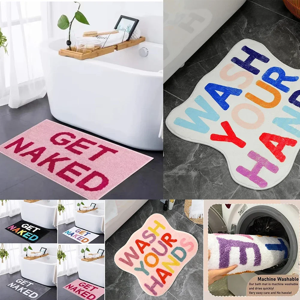 Creative Funny Print  Tufted Rug Bathroom Rug Cute Bathtub Mat Entrance Doormat Living Room Apartment Decor Soft Tufted Carpet