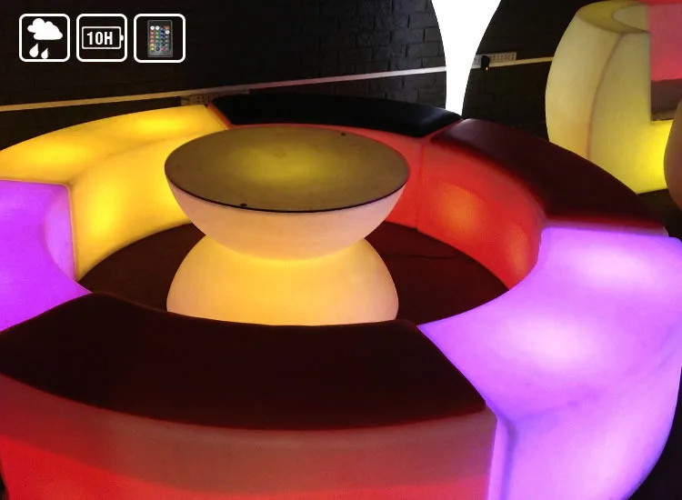 Outdoor LED rolling plastic luminous furniture waterproof and drop-proof remote control charging creative round table coffee