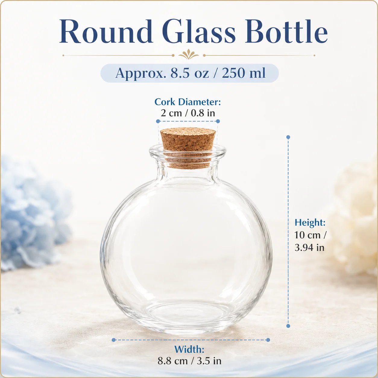 1pcs 250ml Clear Glass Bottles with Cork Spice Message Vials Empty Wish Bottle DIY Drifting Empty Tiny Jars Party Decorations