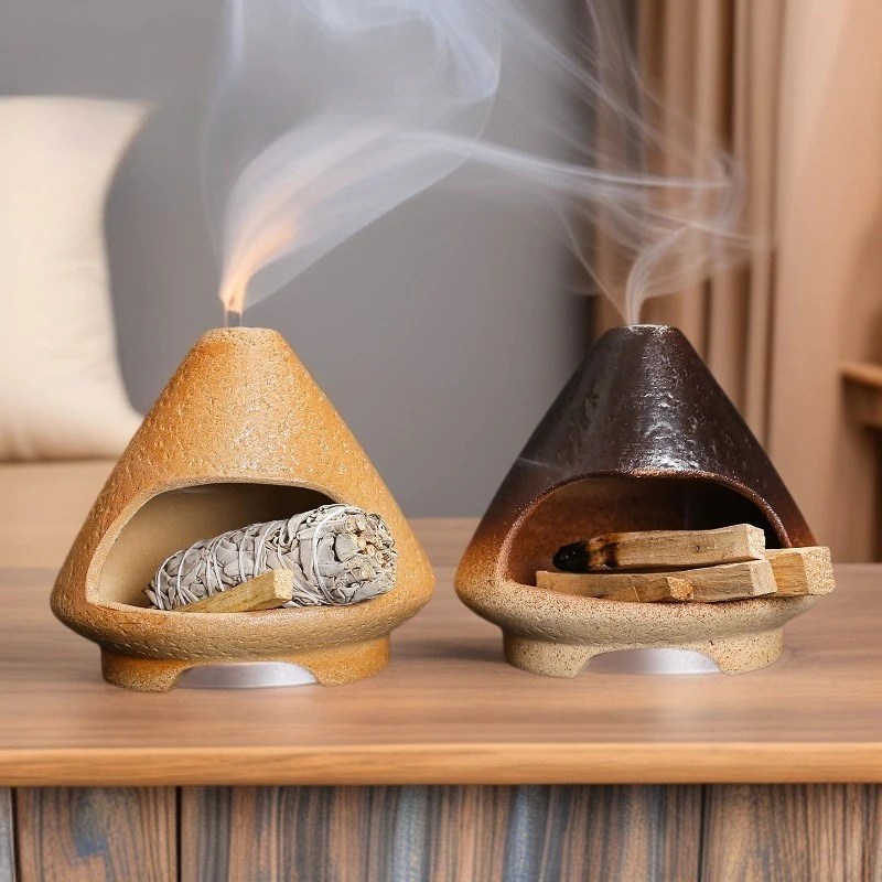 1 Stück Keramik-Räuchergefäß für Salbei und Palo Santo, einfache Heimdekoration (ohne Weihrauch)