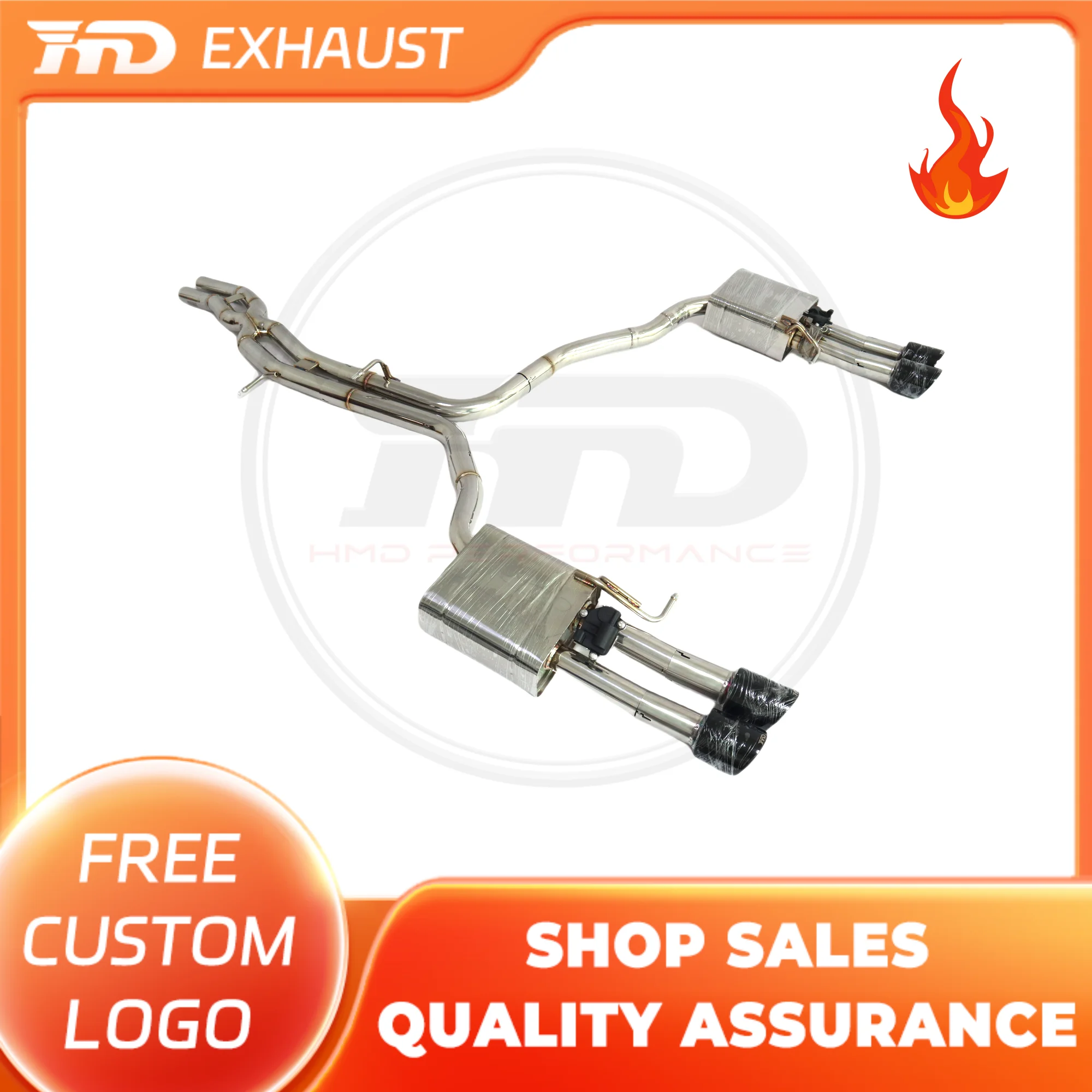 

HMD Hot Sales Stainless Steel Catback For Audi A8 S8 D4 X-Pipe Design With Electronic Valve Exhaust Match Carbon Fiber Tips