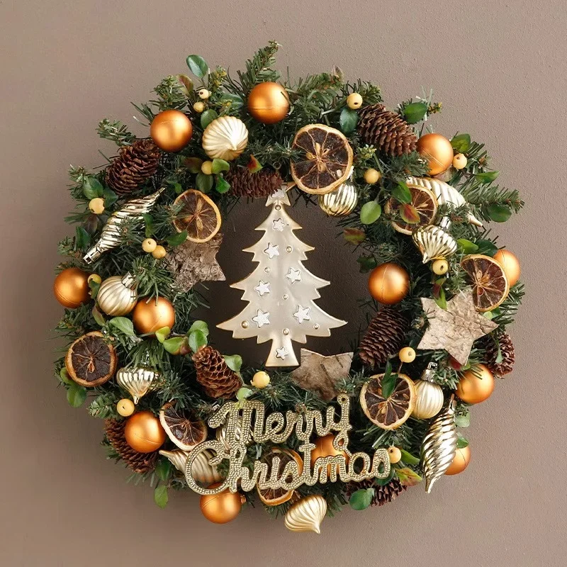 Jinghua 30cm Christmas wreath Christmas scene decoration door hanging door decoration Christmas vine circle shopping mall wall h