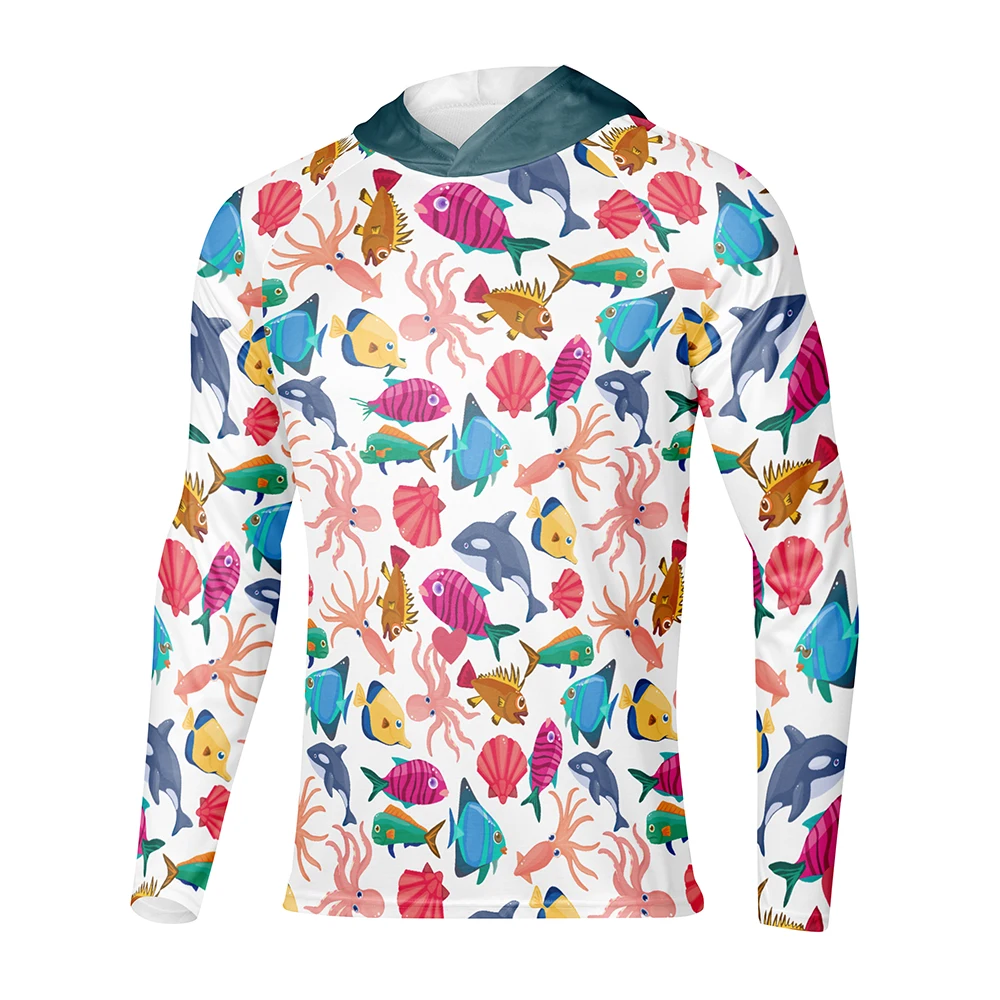 frenesi-長袖釣り用パーカー-メンズ-紫外線防止-日焼け防止服-魚用フード付き