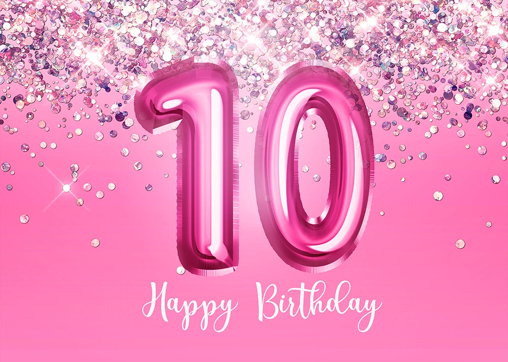 خلفيات لحفلات أعياد الميلاد للفتيات خلفيات 10th حورية البحر باستيل الوردي راية بالونات بريق الأميرة 10 سنوات من العمر