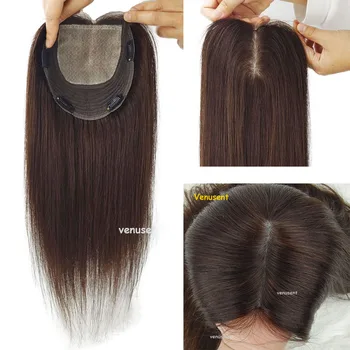 Topper de cheveux humains de base de peau avec dentelle pour les femmes, postiche avant en dentelle transparente, toupet de cuir chevelu vierge, densité 150%, 6x6