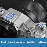 1 set Metal Sakura Camera Hot Shoe Cover + Shutter Release Button Protective Cap for Canon Nikon Z30 Sony Fuji XT5 XS20 Cameras