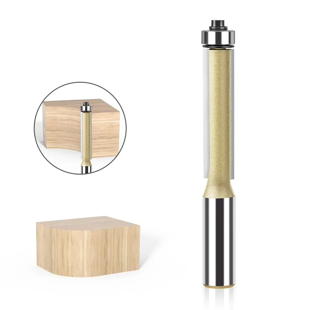 

1/2in 12mm Shank 2" Flush Trim Router Bit with Bearing for Wood Template Pattern Bit Carbide Milling Cutter for Wood