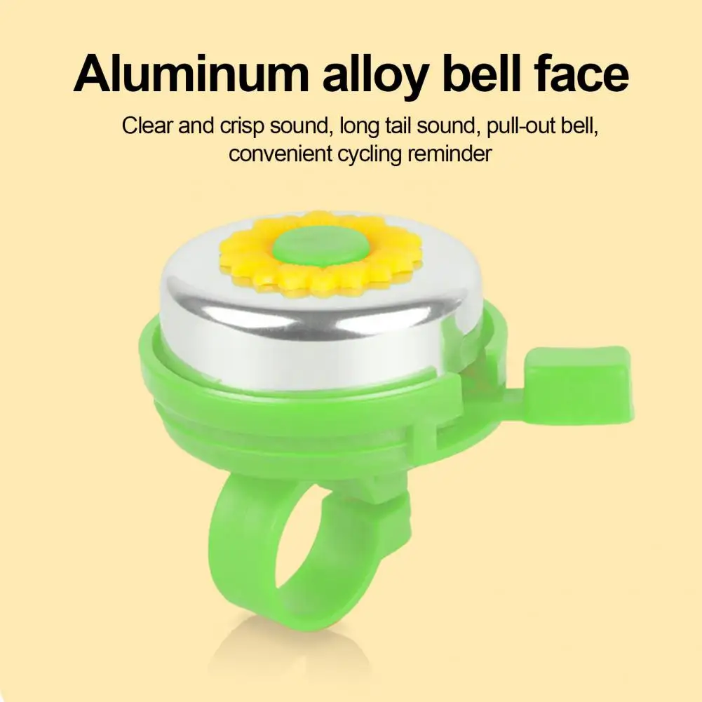 Bicycle Bell Sunflower Decorated Children's Bike Bell with Clear Loud Sound Easy Installation Aluminum Alloy Handlebar for Kids'